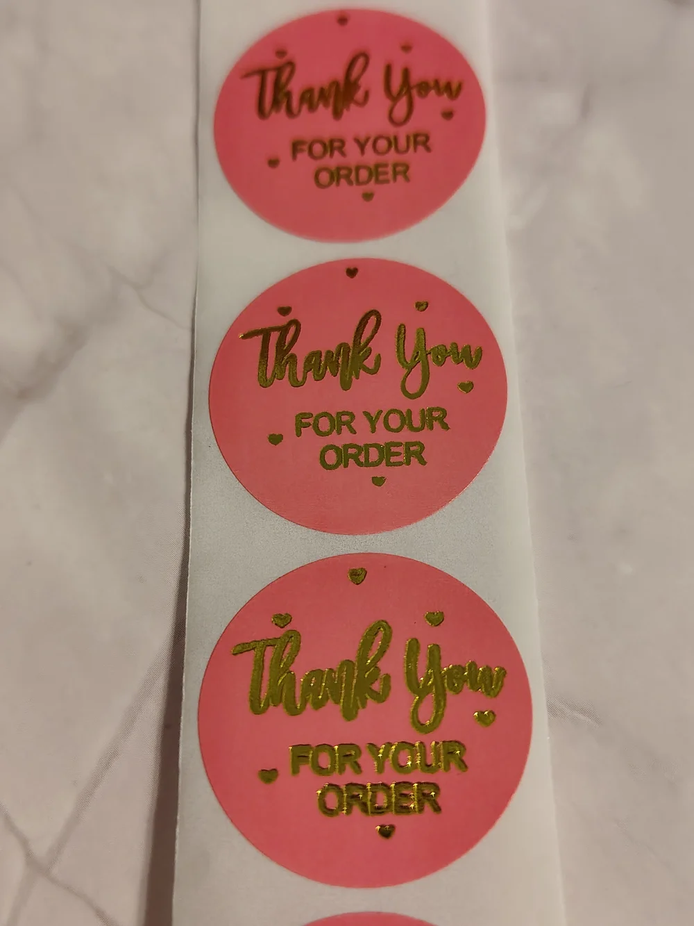 50 Pink & Gold Thank You Cards and Stickers- For Small Businesses